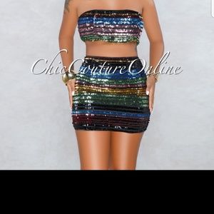 Sexy Sequins Skirt/Top Set
